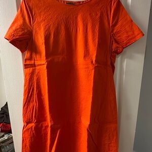 Theory Vibrant Orange Linen Women's Dress
